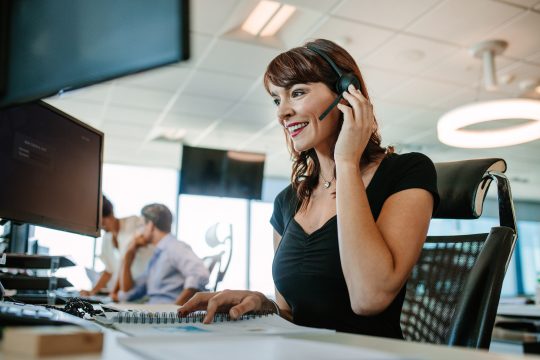 woman working in call center